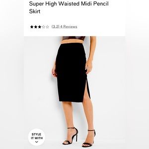 Super high waisted mid pencil skirt
